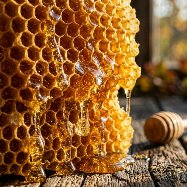 Golden honeycomb detail